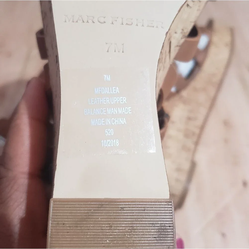 NWOT Marc Fisher Tan Strap Platform Wedges size 7M